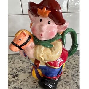 Dillard Signature Home Collection Whimsical Elf Holding Horse Ceramic Teapot